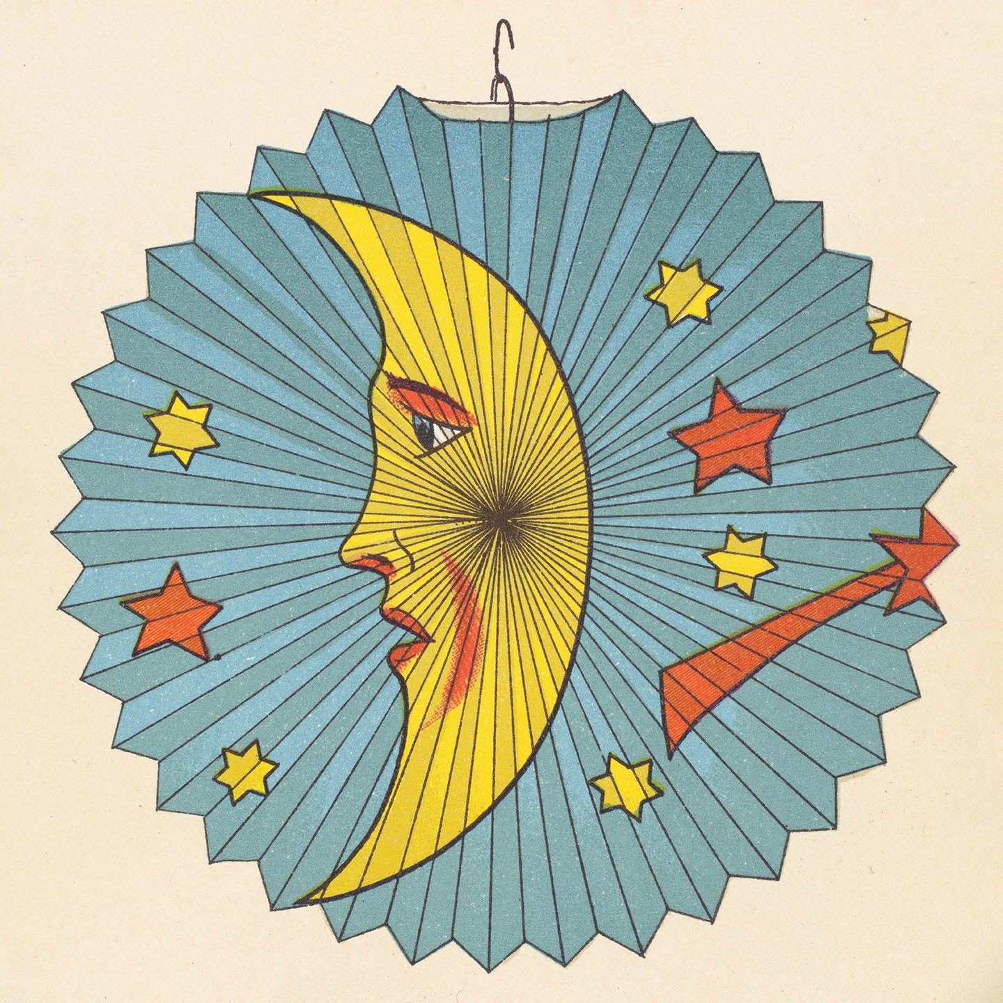 Moon with shooting Star, Paper Lantern